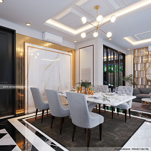 Desain Ruang Makan Rumah Klasik 3 Lantai Ibu YBL di Jagakarsa, Jakarta Selatan