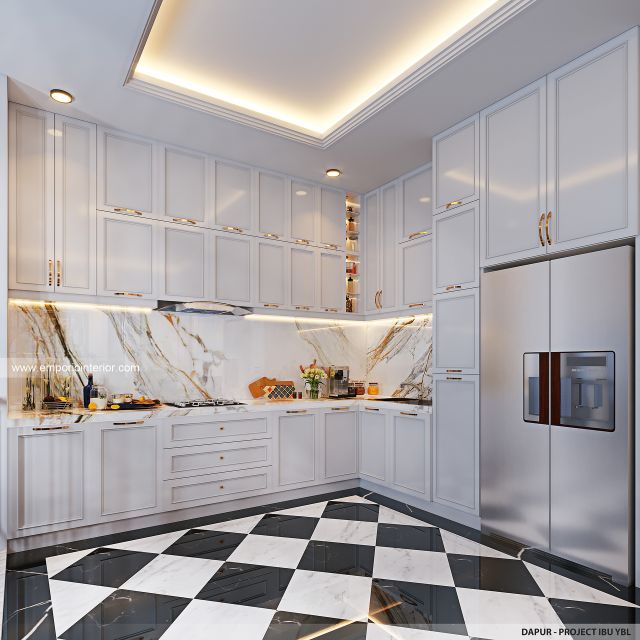 Desain Dapur Rumah Klasik 3 Lantai Ibu YBL di Jagakarsa, Jakarta Selatan