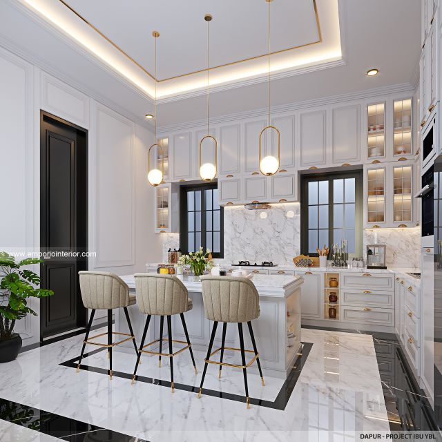 Desain Dapur Rumah Klasik 3 Lantai Ibu YBL di Jagakarsa, Jakarta Selatan