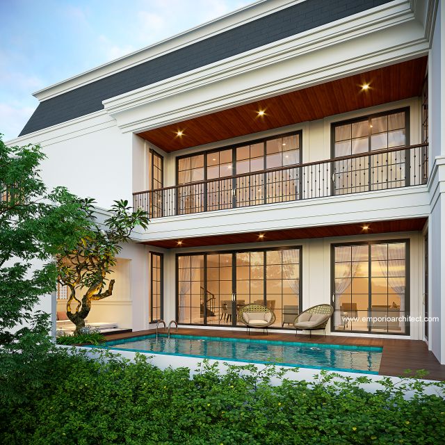 Desain Tampak Samping Rumah Klasik 3 Lantai Bapak BNY di Denpasar, Bali