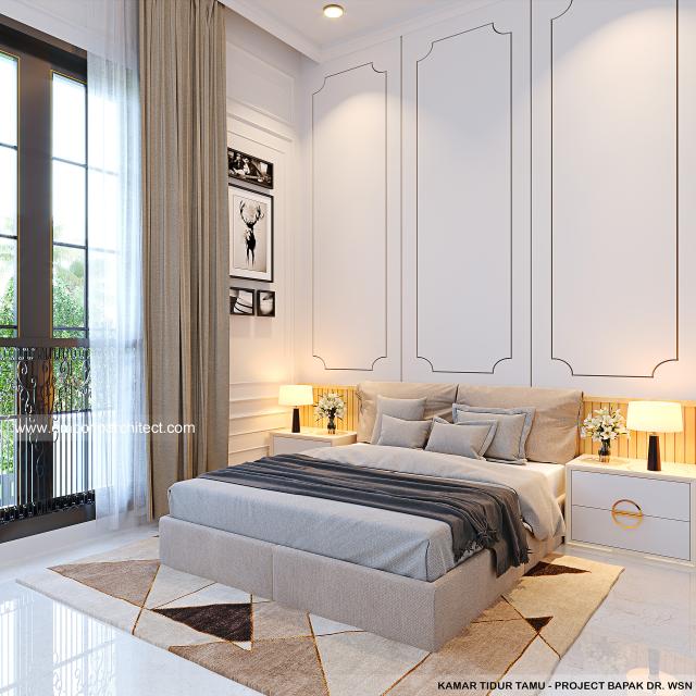 Desain Kamar Tidur Tamu Rumah Klasik 3 Lantai Bapak dr. WSN di Denpasar, Bali
