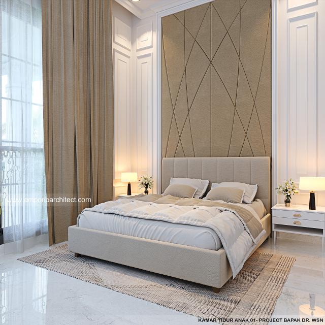 Desain Kamar Tidur Anak 1 Rumah Klasik 3 Lantai Bapak dr. WSN di Denpasar, Bali