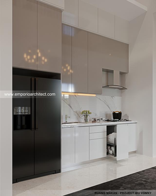 Desain Dapur Rumah Klasik 3 Lantai Ibu VNY di PIK 2, Tangerang