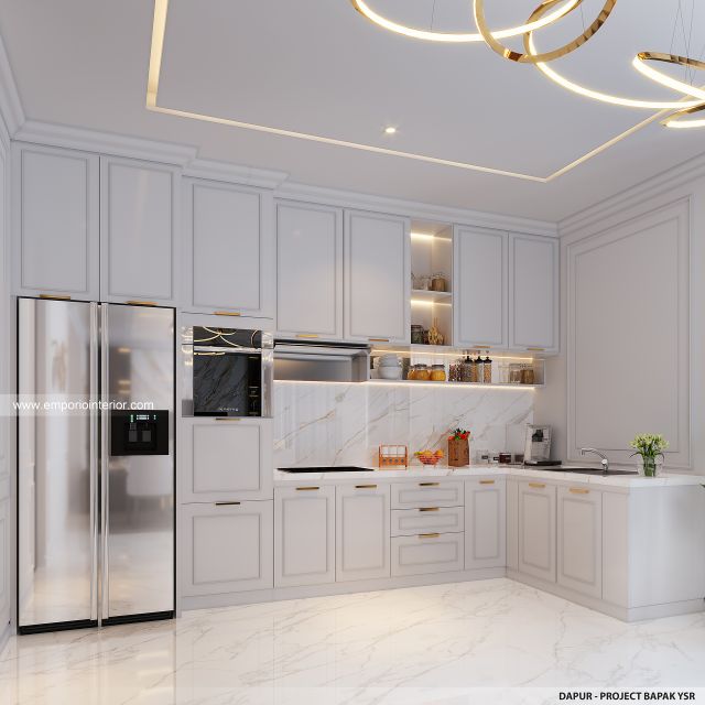 Desain Dapur Rumah Mediteran 3 Lantai Bapak YSR di Jakarta Timur