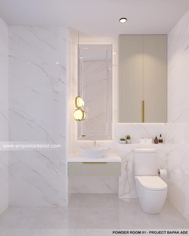 Desain Powder Room 1 Rumah Klasik 3 Lantai Bapak AE di PIK, Jakarta Utara