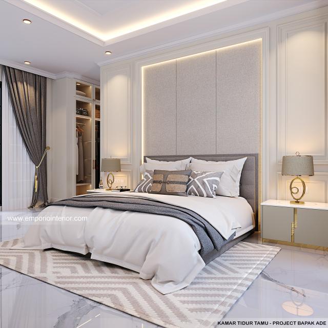 Desain Kamar Tidur Tamu Rumah Klasik 3 Lantai Bapak AE di PIK, Jakarta Utara