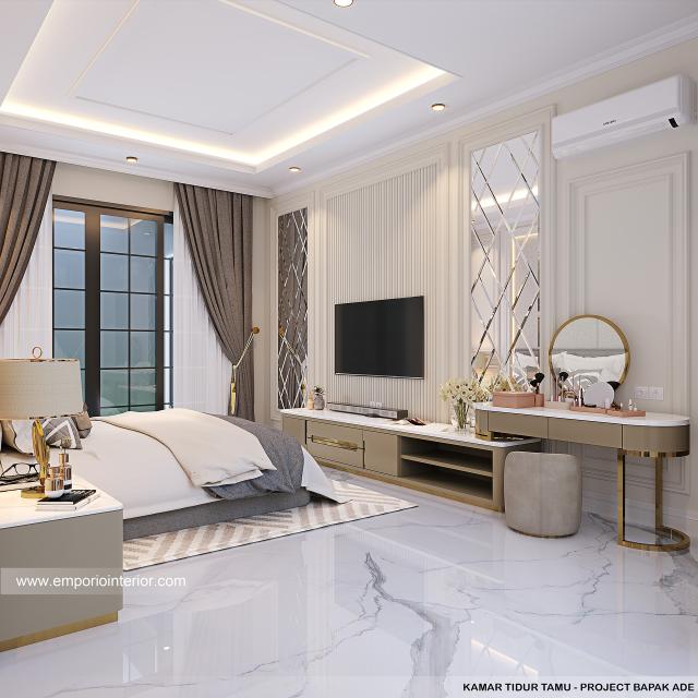 Desain Kamar Tidur Tamu Rumah Klasik 3 Lantai Bapak AE di PIK, Jakarta Utara