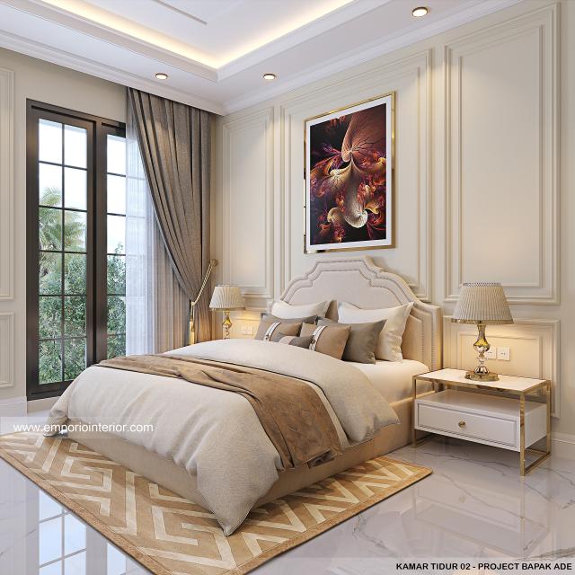 Desain Kamar Tidur 2 Rumah Klasik 3 Lantai Bapak AE di PIK, Jakarta Utara