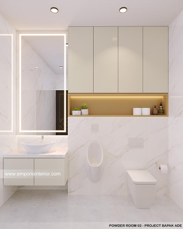 Desain Powder Room 2 Rumah Klasik 3 Lantai Bapak AE di PIK, Jakarta Utara