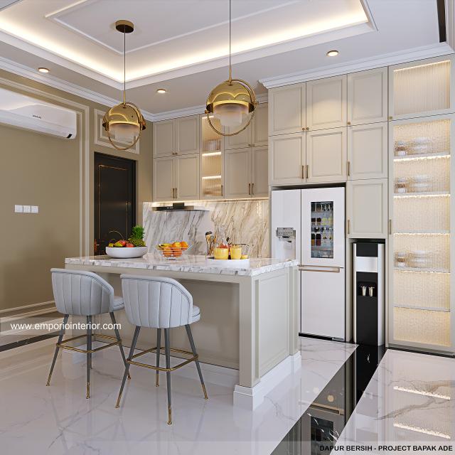 Desain Dapur Bersih Rumah Klasik 3 Lantai Bapak AE di PIK, Jakarta Utara