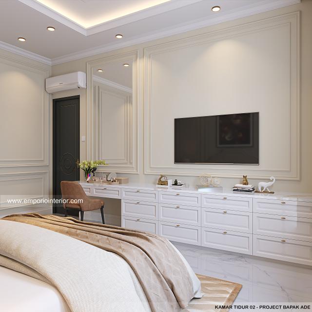 Desain Kamar Tidur 2 Rumah Klasik 3 Lantai Bapak AE di PIK, Jakarta Utara