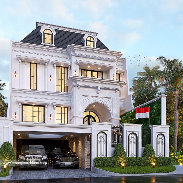 Desain Rumah Klasik 3 Lantai Bapak ED di  Surabaya