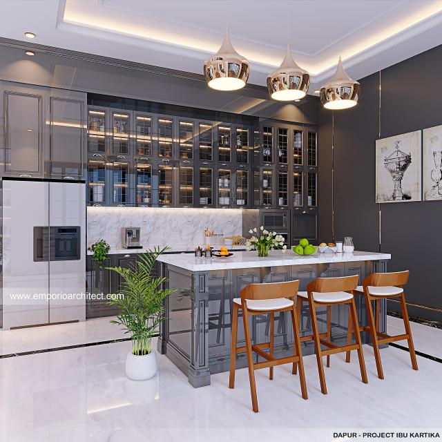 Desain Dapur Rumah Klasik 3 Lantai Ibu KRT di Surabaya