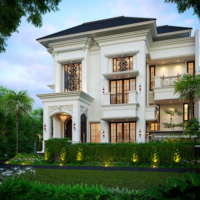 Desain Tampak Samping Rumah Klasik 3 Lantai Bapak APM di Jakarta Barat