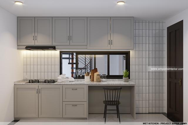 Desain Dapur Kotor Rumah Klasik 3 Lantai Bapak JMM di Surabaya