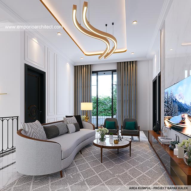 Desain Area Kumpul Rumah Mediteran Klasik 3 Lantai Bapak KLL di Jakarta