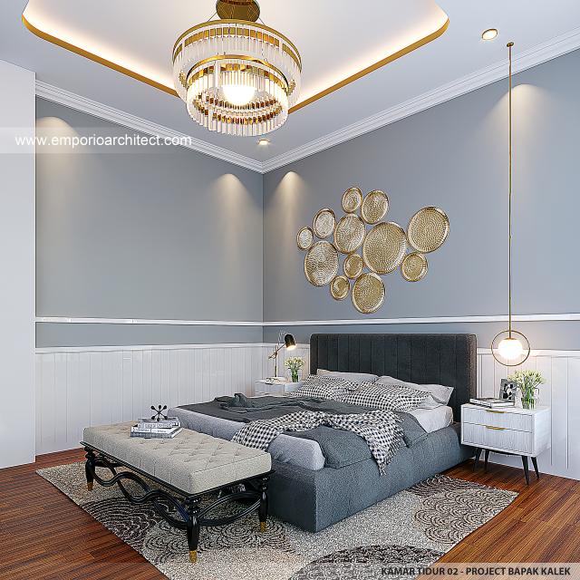 Desain Kamar Tidur 2 Rumah Mediteran Klasik 3 Lantai Bapak KLL di Jakarta