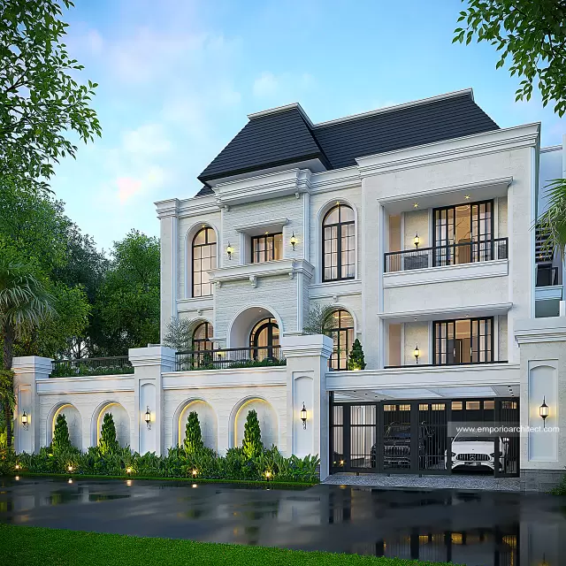 Desain Rumah Mediteran Klasik 3 Lantai Ibu HYT 1601 di  Bogor