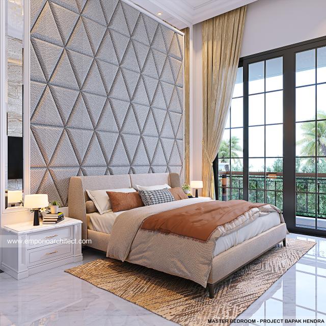 Desain Kamar Tidur Utama Rumah Klasik 3.5 Lantai Bapak HDR di Jakarta