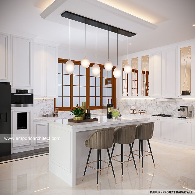 Desain Dapur Rumah Klasik 4 Lantai Bapak WLL di PIK, Jakarta Utara