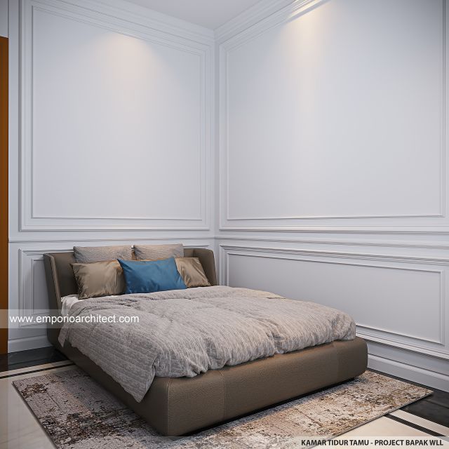 Desain Kamar Tidur Tamu Rumah Klasik 4 Lantai Bapak WLL di PIK, Jakarta Utara