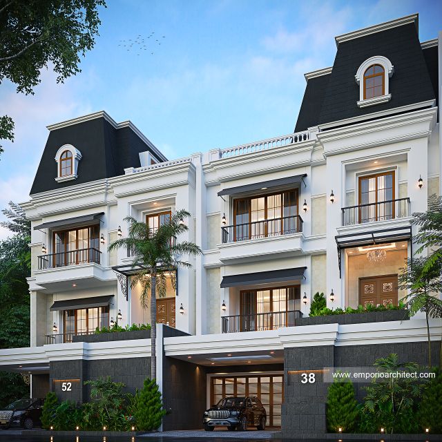 Desain Tampak Depan Rumah Klasik 4 Lantai Bapak AO di PIK, Jakarta Utara