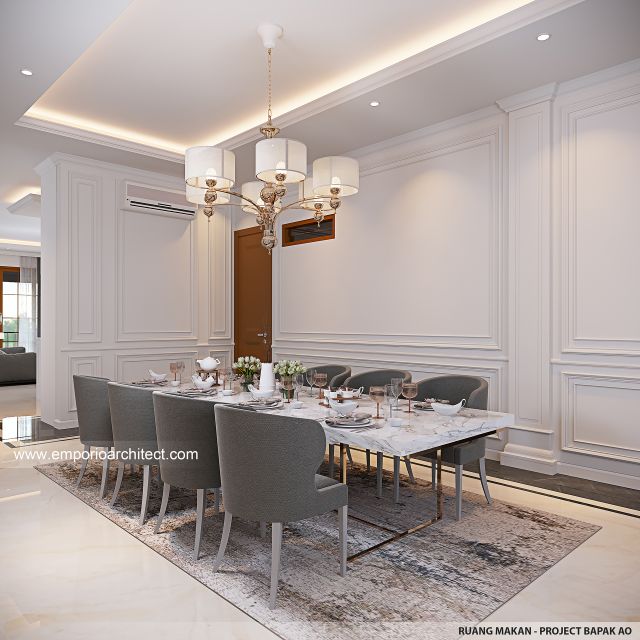 Desain Ruang Makan Rumah Klasik 4 Lantai Bapak AO di PIK, Jakarta Utara