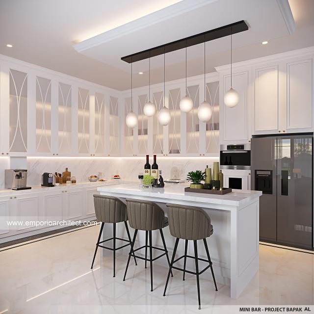 Desain Mini Bar Rumah Klasik 4 Lantai Bapak AL di PIK, Jakarta Utara