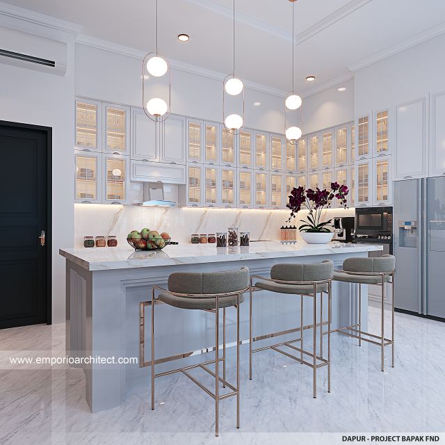 Desain Dapur Rumah Klasik Mediteran 1 Lantai Bapak FND di Sumatera Utara