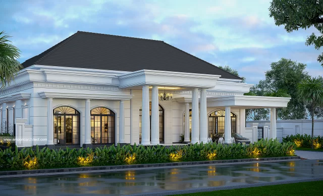 Desain Tampak Depan 3 Rumah Klasik 1 Lantai Ibu IRN di Pangkalpinang