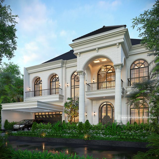 Desain Tampak Depan 3 Rumah Klasik Mediteran 2 Lantai Ibu S di Bekasi