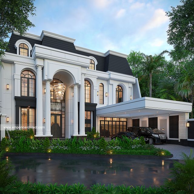 Desain Tampak Depan 3 Rumah Klasik Mediteran 2 Lantai Ibu SKW di Bandung