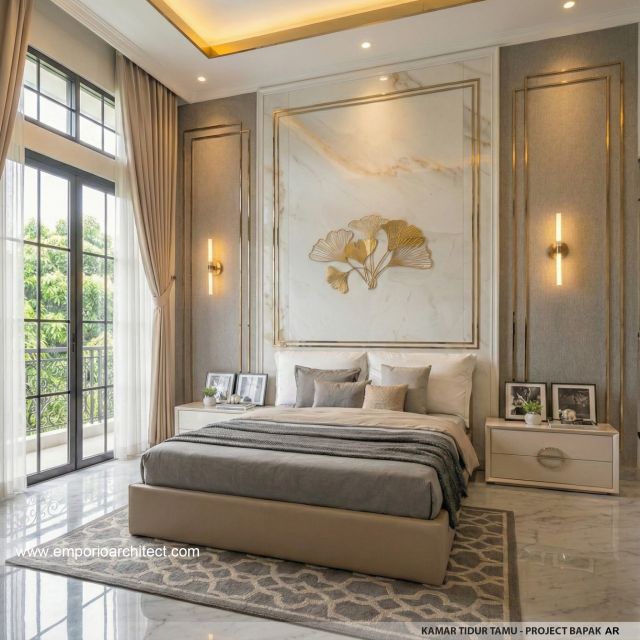 Desain Kamar Tidur Tamu Rumah Klasik Mediteran 2 Lantai Bapak AR di Madura