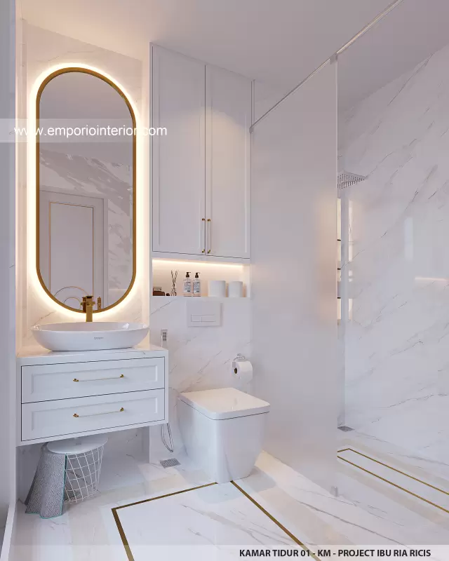 Desain Kamar Mandi 1 Rumah Klasik Mediteran 2 Lantai Ibu Ria Ricis 1910 di Jakarta
