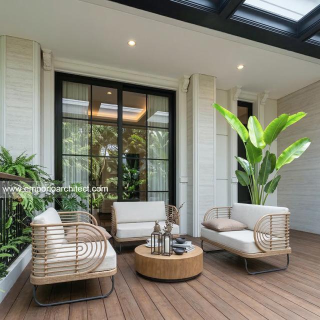 Desain Tampak Balkon Rumah Klasik Mediteran 2 Lantai Bapak RND di Tebet, Jakarta Selatan