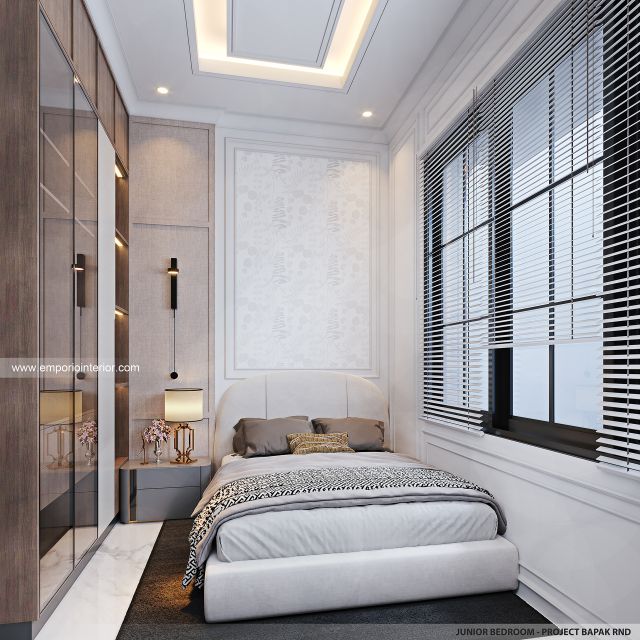 Desain Kamar Tidur Rumah Klasik Mediteran 2 Lantai Bapak RND di Tebet, Jakarta Selatan