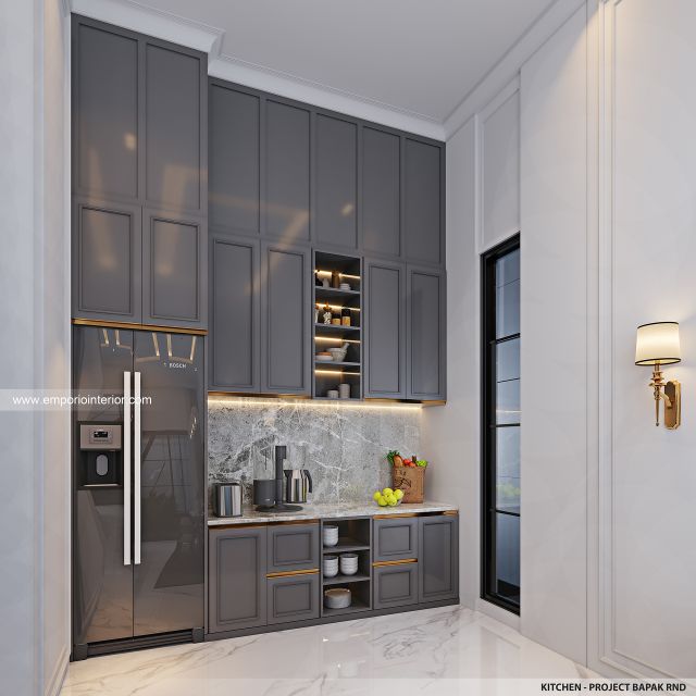 Desain Dapur Rumah Klasik Mediteran 2 Lantai Bapak RND di Tebet, Jakarta Selatan