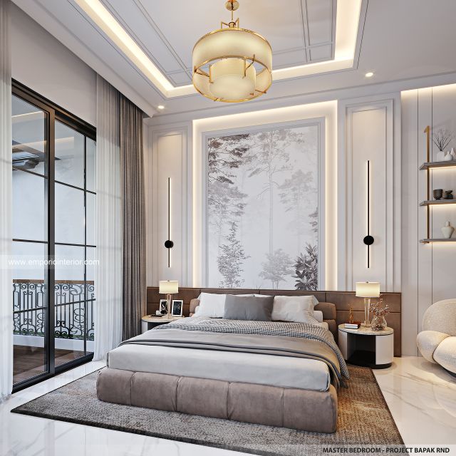 Desain Kamar Tidur Utama Rumah Klasik Mediteran 2 Lantai Bapak RND di Tebet, Jakarta Selatan