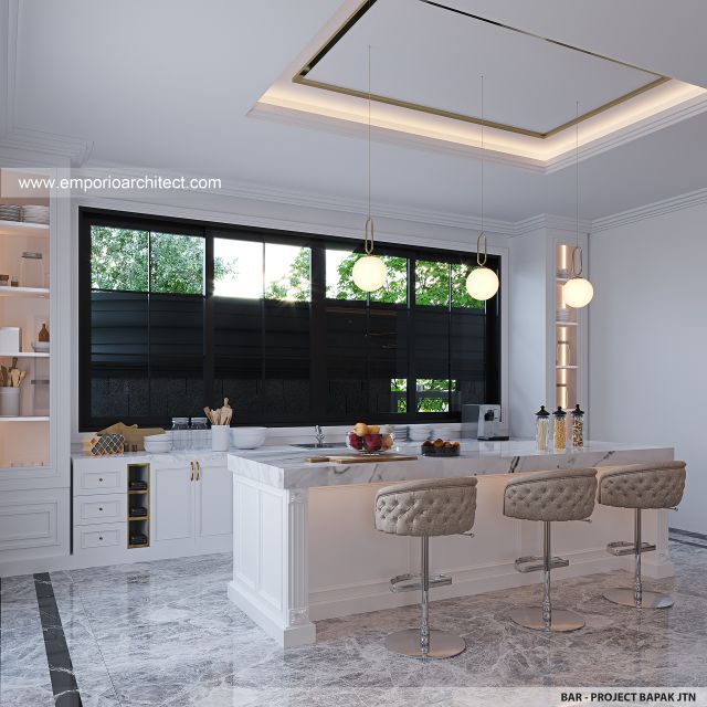 Desain Area Bar Rumah Klasik Mediteran 3 Lantai Bapak JTN di Alam Sutera, Tangerang Selatan