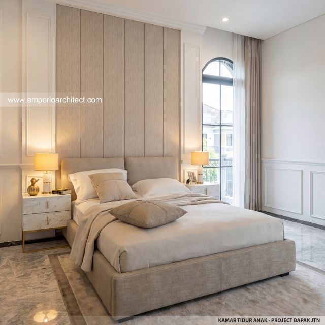 Desain Kamar Tidur Anak Rumah Klasik Mediteran 3 Lantai Bapak JTN di Alam Sutera, Tangerang Selatan