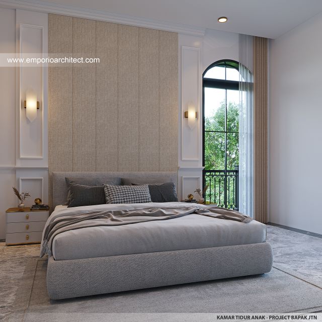 Desain Kamar Tidur Anak Rumah Klasik Mediteran 3 Lantai Bapak JTN di Alam Sutera, Tangerang Selatan