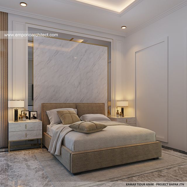 Desain Kamar Tidur Anak Rumah Klasik Mediteran 3 Lantai Bapak JTN di Alam Sutera, Tangerang Selatan