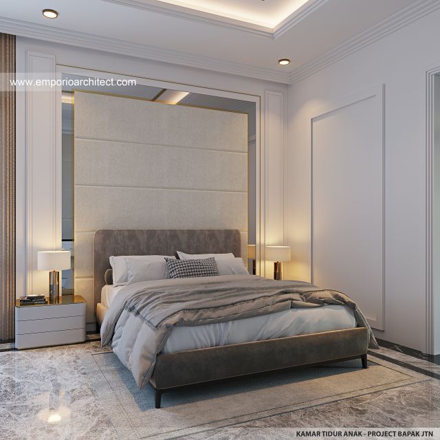 Desain Kamar Tidur Anak Rumah Klasik Mediteran 3 Lantai Bapak JTN di Alam Sutera, Tangerang Selatan