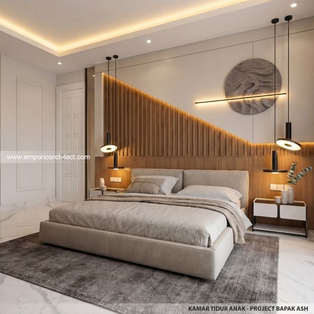 Desain Kamar Tidur Anak Rumah Klasik Mediteran 3 Lantai Bapak ASH di Sentul, Bogor