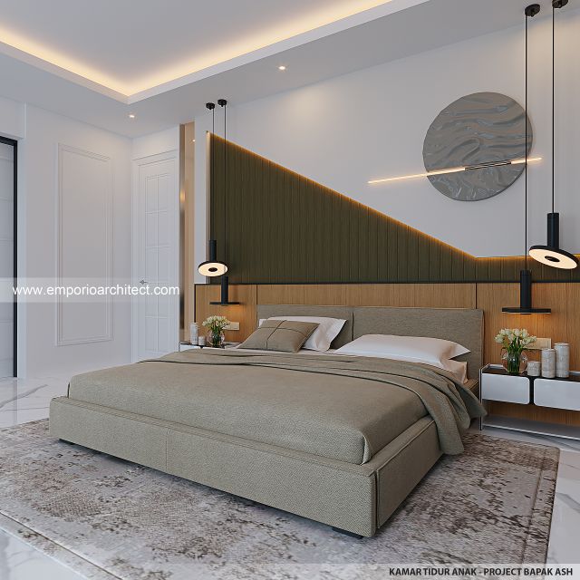 Desain Kamar Tidur Anak Rumah Klasik Mediteran 3 Lantai Bapak ASH di Sentul, Bogor
