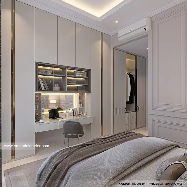 Desain Kamar Tidur 1 Rumah Klasik Modern 1 Lantai Bapak MG di Karawaci, Tangerang