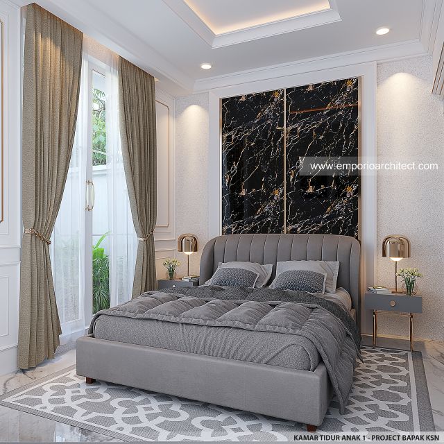 Desain Kamar Tidur Anak 1 Rumah Klasik Modern 1 Lantai Bapak KSN di Cirebon, Jawa Barat