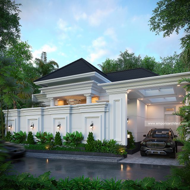 Desain Tampak Depan Dengan Pagar Rumah Klasik Modern 1 Lantai Bapak KSN di Cirebon, Jawa Barat