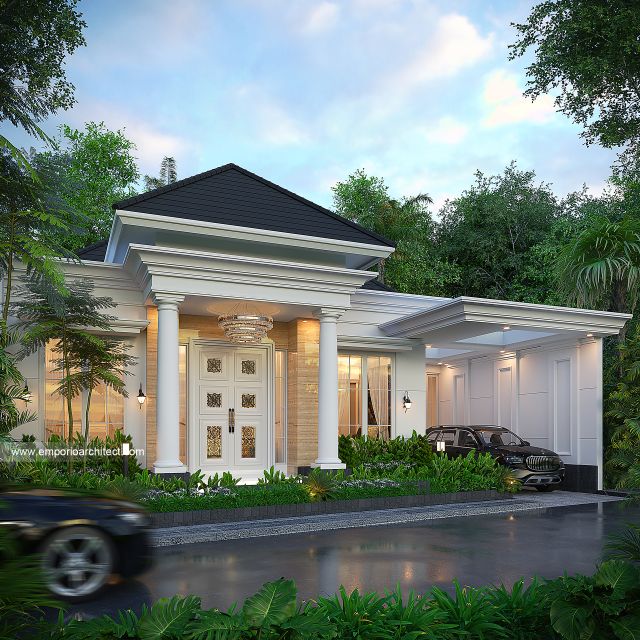 Desain Tampak Depan 2 Rumah Klasik Modern 1 Lantai Bapak KSN di Cirebon, Jawa Barat