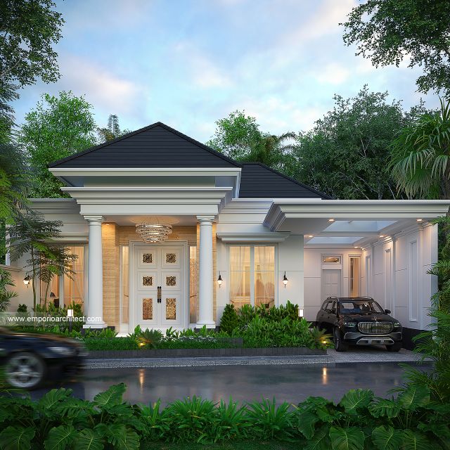 Desain Tampak Depan 3 Rumah Klasik Modern 1 Lantai Bapak KSN di Cirebon, Jawa Barat
